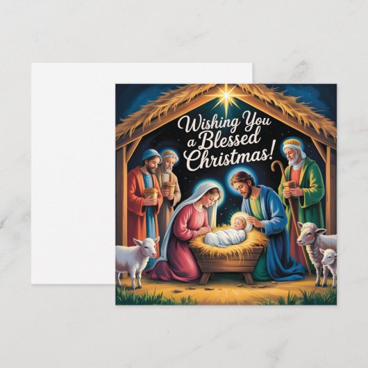 Kerststal kerstgroet feestdagenkaart (Voorkant / Achterkant)