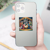 Kerststal kerstgroet sticker (Telefoon)