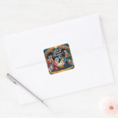 Kerststal kerstgroet vierkante sticker (Envelop)