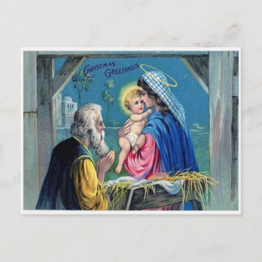  kerststal kerstgroeten feestdagenkaart (Voorkant)