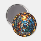 kerststal kerstmagneet Glas in lood stijl Magneet (Voorkant / Achterkant)