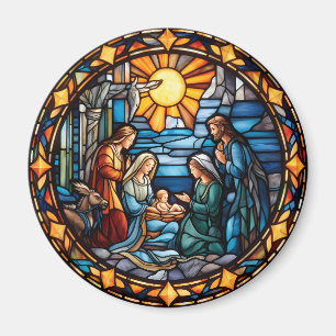 kerststal kerstmagneet Glas in lood stijl Magneet