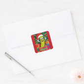 Kerststal Kerstman Kerstfiguur Presenteert Vierkante Sticker (Envelop)