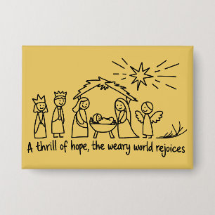 Kerststal Kerstmis Christelijk Familie Matchende Button