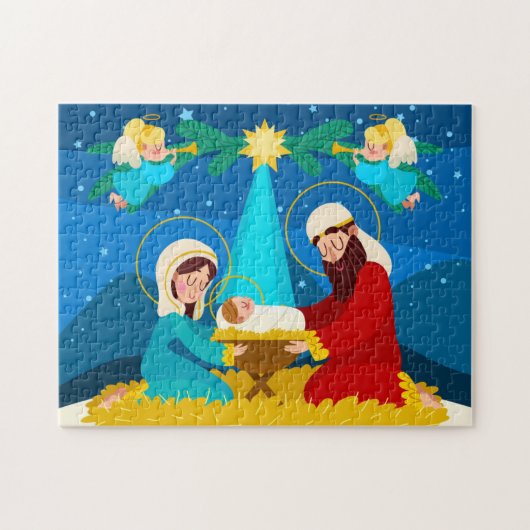 Kerststal Kerstpuzzel Legpuzzel (Horizontaal)