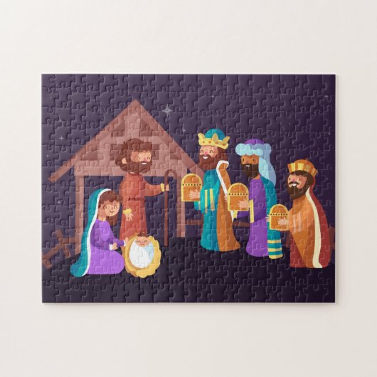 Kerststal Kerstpuzzel Legpuzzel (Horizontaal)