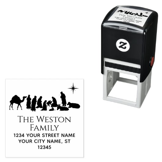 Kerststal Kribbe Baby Jezus Naam Adres Zelfinktende Stempel (In situ)