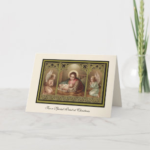 Kerststal Maagd Maria Jezus Engelen Feestdag Feestdagen Kaart