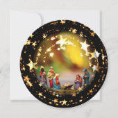 Kerststal Maagd Maria Jezus Kerstmis Sterren Feestdagenkaart (Voorkant)