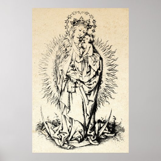 Kerststal Madonna en Kind Maagd Maria   Poster (Voorkant)