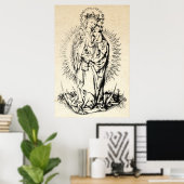 Kerststal Madonna en Kind Maagd Maria   Poster (Thuiskantoor)