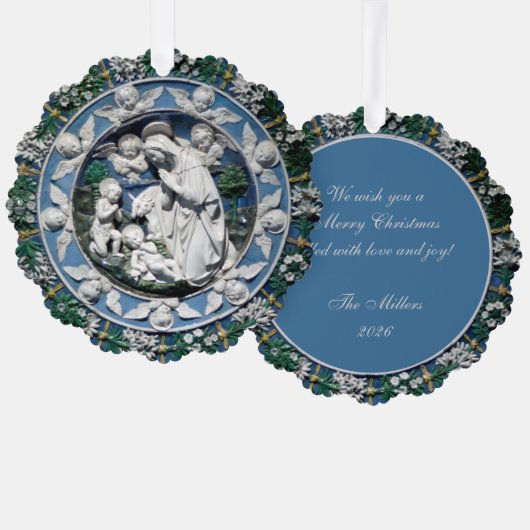 Kerststal Madonna met kind Della Robbia Ornament Kaart (Voorkant / Achterkant)