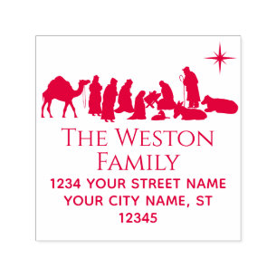 Kerststal manager Baby Jezus Naam Adres Zelfinktende Stempel