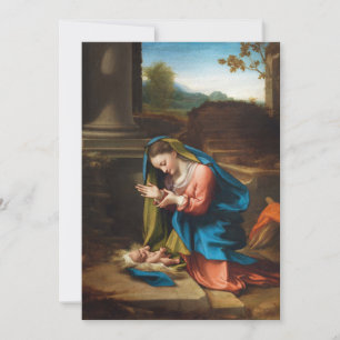 Kerststal Maria en Baby Jezus Religieus Feestdagenkaart