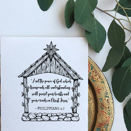 Kerststal met aangepaste Bijbeltekst Rubberstempel