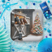 Kerststal met Australische herder Papieren Bordje (Feest)