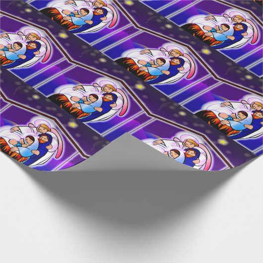 Kerststal met baby Jezus Cadeaupapier (Hoek)