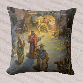 Kerststal met bezoekende Wijzen Kussen
