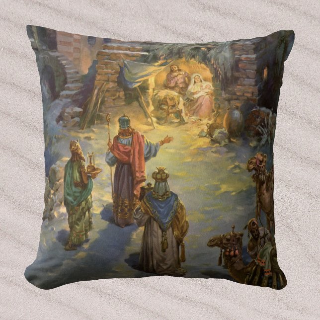 Kerststal met bezoekende Wijzen Kussen (Creator heeft geüpload)