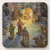 Kerststal met bezoekende Wijzen Onderzetter (Voorkant)