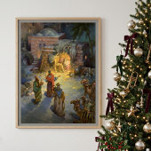 Kerststal met bezoekende Wijzen Poster