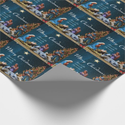 Kerststal met citaat cadeaupapier (Hoek)