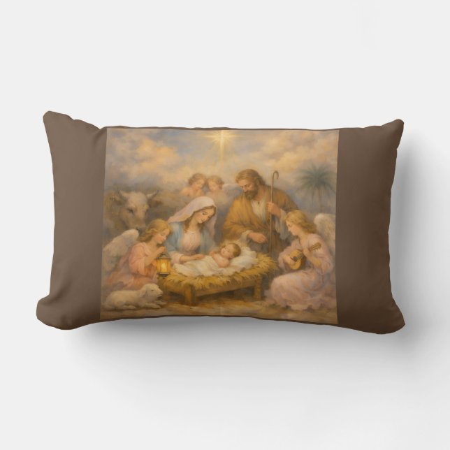 Kerststal met engelen kussen (Voorkant)