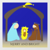 Kerststal met Heilige Familie voor Kerstmis Raamsticker (Vel)
