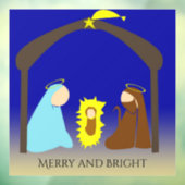 Kerststal met Heilige Familie voor Kerstmis Raamsticker (Vel 3)