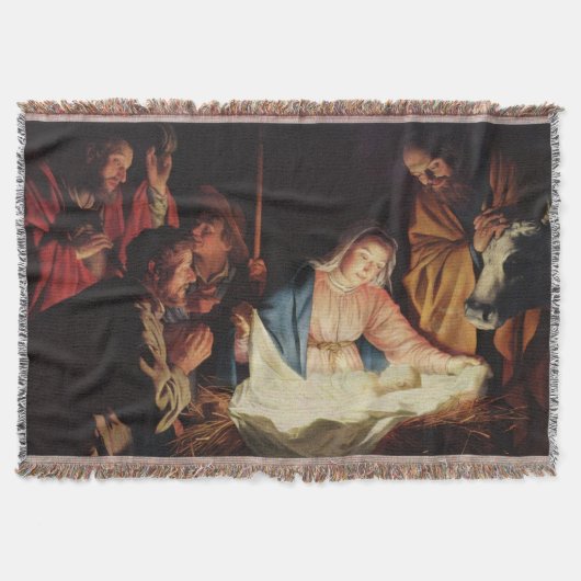 Kerststal met Maria Jozef Baby Jezus Deken (Voorkant)