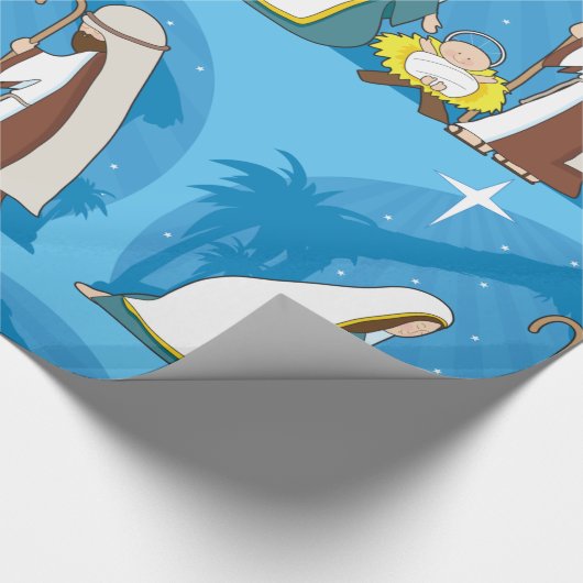 Kerststal met Maria Jozef en Baby Jezus Cadeaupapier (Hoek)