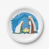 Kerststal met Maria Jozef en Baby Jezus Papieren Bordje (Voorkant)