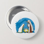 Kerststal met Maria Jozef en Baby Jezus Ronde Button 7,6 Cm (Voorkant /achterkant)