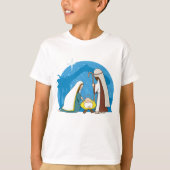 Kerststal met Maria Jozef en Baby Jezus T-shirt (Voorkant)