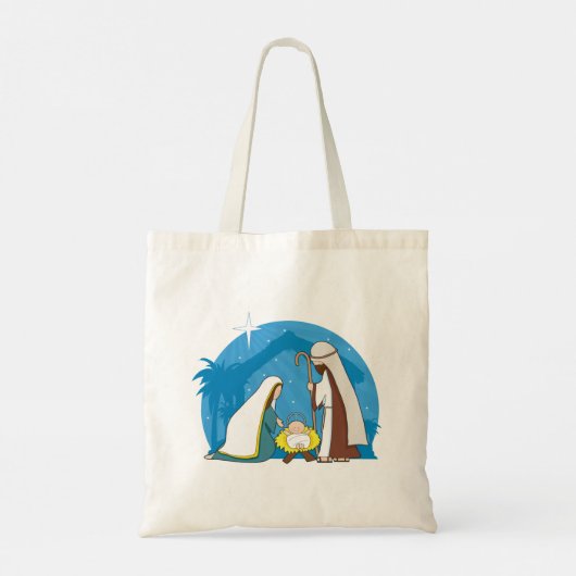 Kerststal met Maria Jozef en Baby Jezus Tote Bag (Achterkant)