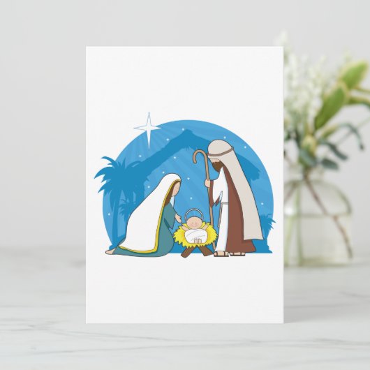 Kerststal met Maria, Jozef en het kindje Jezus Kaart (Staand voorkant)