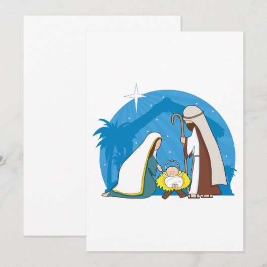 Kerststal met Maria, Jozef en het kindje Jezus Kaart (Voorkant / Achterkant)