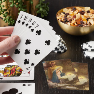 Kerststal met Maria, Jozef en het kindje Jezus Pokerkaarten