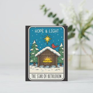 Kerststal met ster van Bethlehem 'Hoop en Licht' Feestdagenkaart
