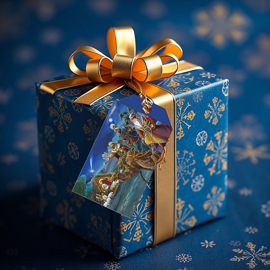 Kerststal met wijzen Kerstvakantie Cadeaulabel