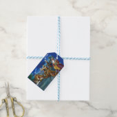 Kerststal met wijzen Kerstvakantie Cadeaulabel (Met Touw)