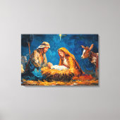 Kerststal, mooie illustratie, canvas afdruk (Voorkant)