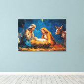 Kerststal, mooie illustratie, canvas afdruk (Insitu (Houten vloer))