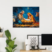 Kerststal, mooie illustratie, poster (Thuiskantoor)