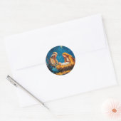 Kerststal, mooie illustratie, ronde sticker (Envelop)