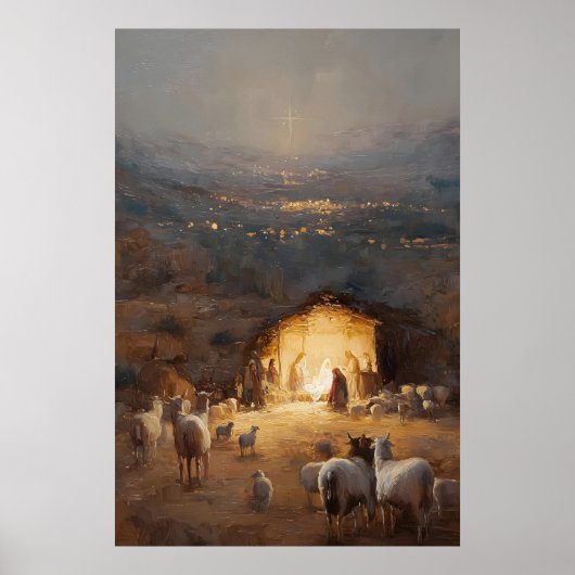 Kerststal muurkunst Kerststal kunst Jezus Kunstwer Poster (Voorkant)