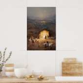Kerststal muurkunst Kerststal kunst Jezus Kunstwer Poster (Keuken)