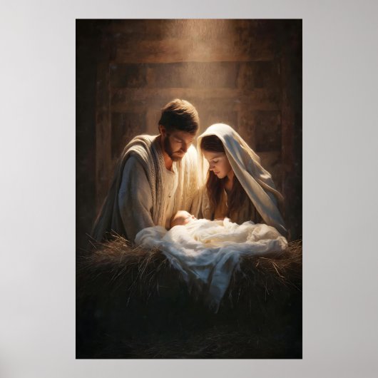 Kerststal muurkunst Kerststal Kunst Jezus Kunstwer Poster (Voorkant)