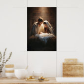 Kerststal muurkunst Kerststal Kunst Jezus Kunstwer Poster (Keuken)