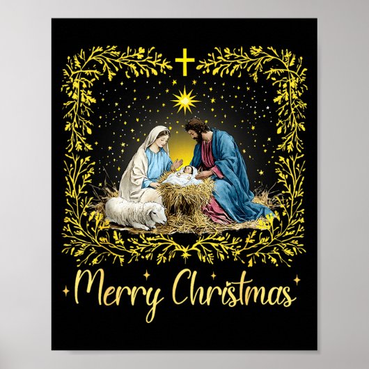 Kerststal Noordster Baby Jezus Poster (Voorkant)